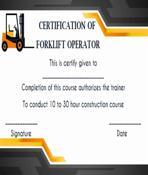 Forklift Certification Template Word